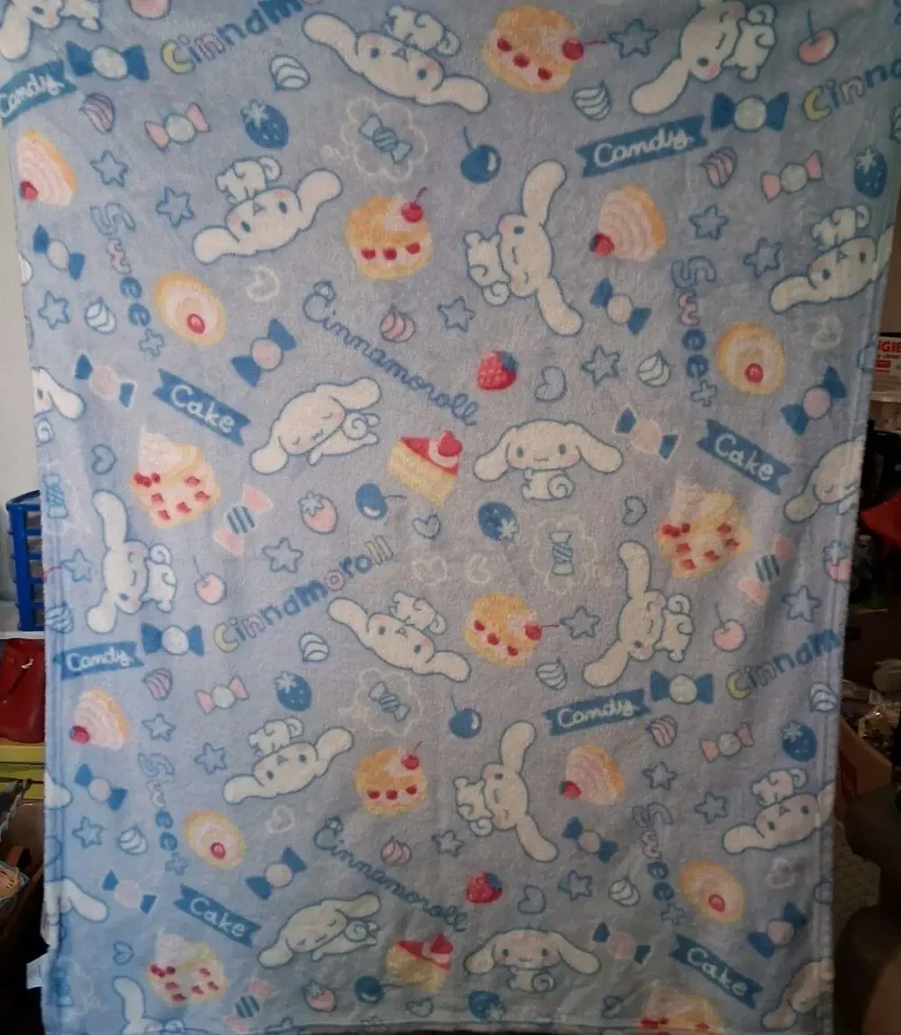 Baby Blanket Sanrio Cinnamoroll Fleece Light Blue Kawaii Sweet Treats Pattern